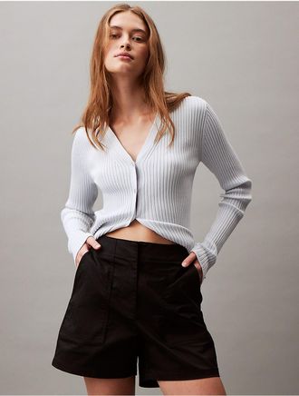 Calvin Klein Womens Cotton Sateen Shorts - Black - 24