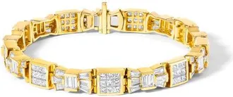House of Brilliance 14K Yellow Gold 9.0 Cttw Diamond Alternating Bow and Box Link Bracelet at Nordstrom