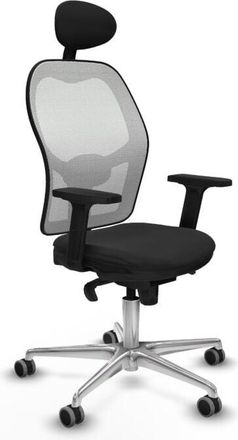 Piqueras y Crespo Piqueras Y Crespo - Jorquera Sincro Malla Blanca Similpiel Negro Brazos 2d Base Aluminio Cabecero Fijo Ruedas 65mm Engomada