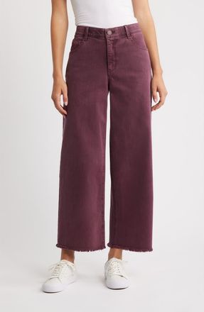 Wit & Wisdom Wyatt Skyrise High Waist Ankle Wide Leg Jeans in Washed Fig Jam at Nordstrom, Size 10