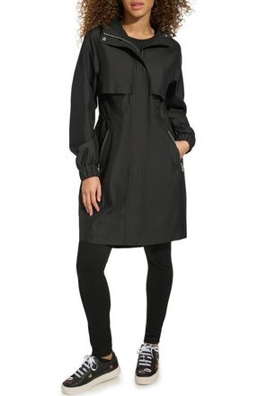 Karl Lagerfeld Hooded Trench Coat in Black at Nordstrom, Size Large