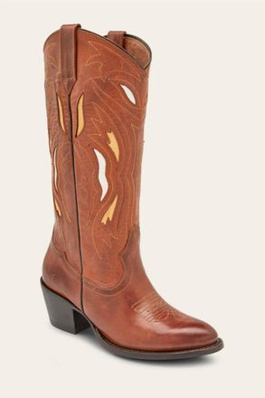 Frye Womens Shelby Deco Stitch Boots In Caramel