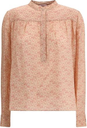 Kristina Ti pink Silk Pattern Womens Shirt