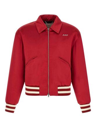 Second/Layer aces satin club bomber jacket