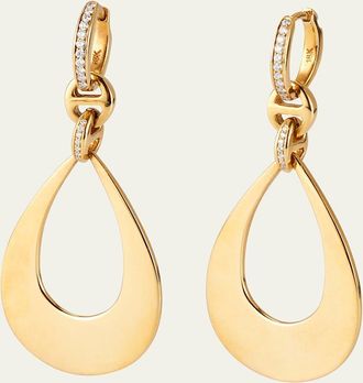 Hoorsenbuhs 18k Yellow Gold Drop Earrings with Diamond Clasps