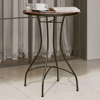 vidaXL Mesa De Bistr&oacute; De Mosaico Cer&aacute;mica Terracota Y Blanco &Oslash;50x70 Cm Vidaxl