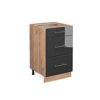 Vicco Mueble Bajo De Cocina Fame-line, Antracita Alto Brillo, 50 Cm Sin Encimera Vicco