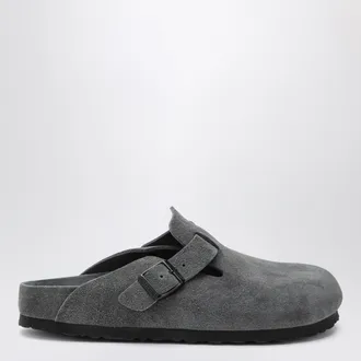 Birkenstock Boston suede clogs in charcoal