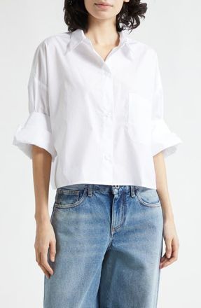 TWP Next Ex Crop Button-Up Shirt in White at Nordstrom, Size X-Small