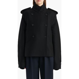 Khaite Dean Double Face Wool Peacoat in Black at Nordstrom, Size X-Small