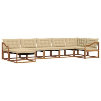 vidaXL Conjunto De Sof&aacute;s De Exterior Con Coj&iacute;n 7 Pcs Natural Y Beige Vidaxl