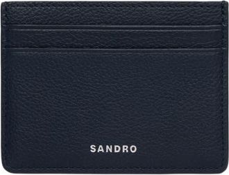 Sandro Grained leather cardholder in Navy Blue at Nordstrom