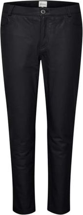 MY ESSENTIAL WARDROBE Zwarte Leren Broek Hoge Taille Stijl - Dames - Leren Broeken - Zwart - 2XL - Leer - Broeken
