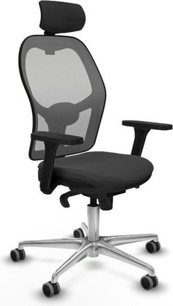 Piqueras y Crespo Piqueras Y Crespo - Jorquera Sincro Malla Gris Similpiel Gris Oscuro Brazos 3d Base Aluminio Cabecero 2d Ruedas 65mm Engomada