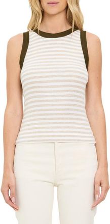 Michael Stars Gina Stripe Rib Tank in Oatmeal/White/Caper at Nordstrom, Size X-Small