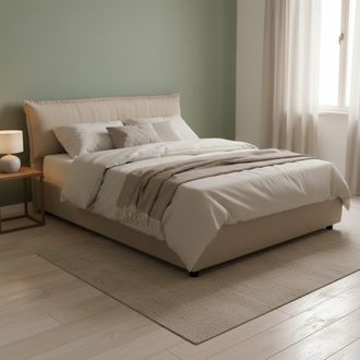 Talamo Italia Cama Matrimonial Clorinda, Cama Contenedor Con Funda Extra&iacute;ble Con Cabecero Tapizado Y Estructura De Cama, 100% Made In Italy, Con Colch&oacute;n De Cm 160x2