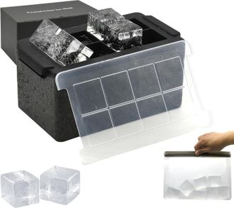 OEM Bandejas Para Cubitos De Hielo Transparentes - Cubitera Gigante Transparente De 5 Cm, 8 Cubitos De Hielo Grandes Para Whisky Y C&oacute;cteles Con Bolsa De A