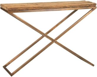 Wanderlust Deco Wanderlust Deco - Recibidor De Madera Y Metal Marr&oacute;n 112x37x82