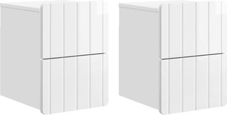 vidaXL Mesita De Noche De Pared 2 Uds. Brillante 33 X 34,5 X 43 Cm Vidaxl