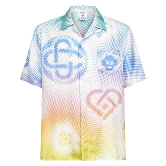 Casablanca Gradient Monogram Shirt met Korte Mouwen - Heren - Korte mouwen Overhemden - Veelkleurig - S - Satijn - Overhemden
