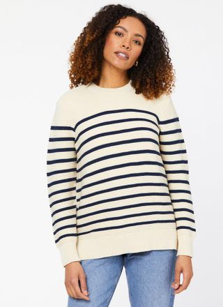 Joanie Clothing Brittany Breton Stripe Jumper - Cream - Extra Large (UK 20-22)