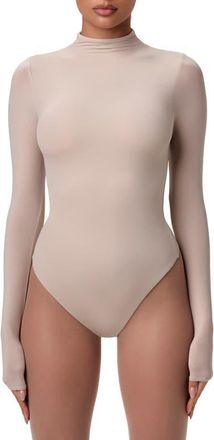 Naked Wardrobe Naked Long Sleeve Bodysuit in Taupe at Nordstrom, Size Medium