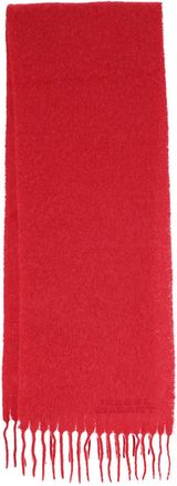 Isabel Marant Red Alpaca-Blend Logo Embroidered Scarf