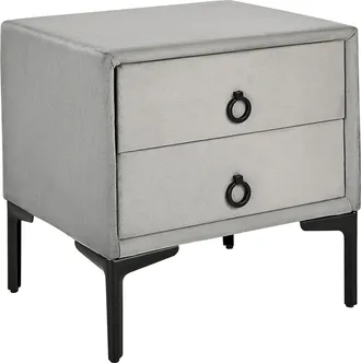 Beliani Beliani - Mesita De Noche De Terciopelo Gris Patas De Metal Negras Con 2 Cajones De Almacenamiento 44 X 38 Cm Estilo Moderno Sezanne