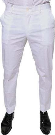 Dolce & Gabbana Witte Skinny Dress Pants met Rits - Heren - Slim Fit Broeken - Wit - XL - Katoen - Broeken