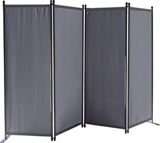 Quick-Star Paravent 4 Teilig 165 X 220 Cm Stoff Raumteiler Trennwand Balkon Sichtschutz Stellwand Faltbar Grau