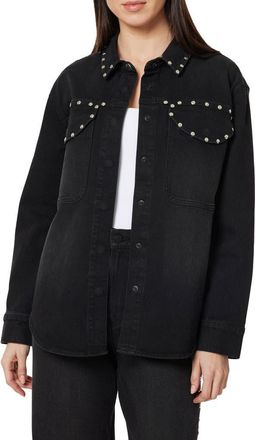 Habitual Stud Detail Denim Shirt Jacket in Jet Black at Nordstrom, Size Small