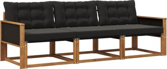 vidaXL Conjunto De Sof&aacute;s De Exterior 3 Uds. Natural Y Negro Vidaxl