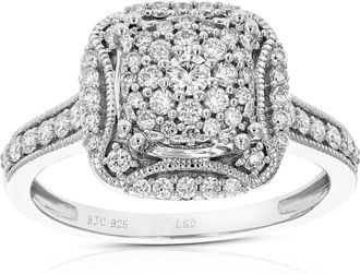 Vir Jewels 1/2 cttw Lab Grown Diamond Ring in Sterling Silver For Women