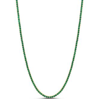 SHYMI Emerald 2mm Tennis Necklace in Gold/emerald at Nordstrom