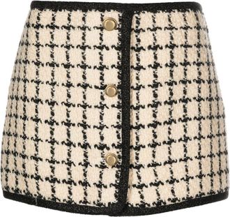 Miu Miu Neutral Checked Tweed Mini Skirt - Womens - Cotton/Virgin Wool/Polyamide/Metallic FibreViscose