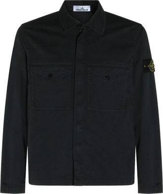 Stone Island Patch-Pocket Light Jacket - Heren - Zomerjassen - Blauw - S - Katoen - Jassen