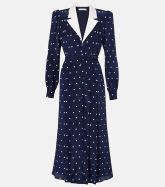Alessandra Rich Polka-dot silk satin shirt dress