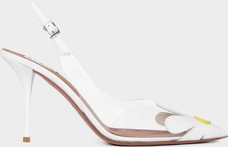 Alaia 90mm Bloom Transparent Slingback Pumps