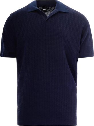 HUGO BOSS Blue Jacquard Shirt Collar Polo