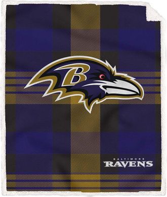 Pegasus Sports Baltimore Ravens Nfl Team Classic Plaid Sherpa Blanket