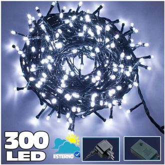 Trade Shop Trade Shop - Catena Luminosa 300 Led Bianco Freddo Uso Interno Con Controler 8 Funz