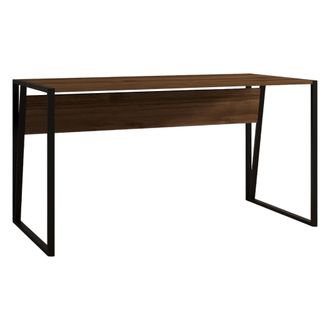 Dmora Escritorio Frascati, Un Estante, Tono Nogal, Estructura Negra, 140x70x74h Cm Marr&oacute;n Nogal
