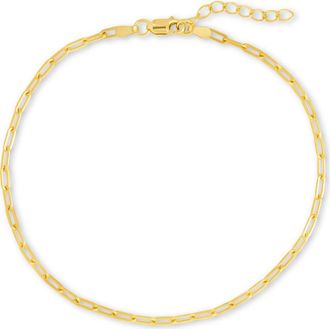 Sterling Forever Dainty Paper Clip Chain Bracelet in Gold at Nordstrom, Size Medium