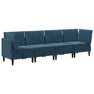 vidaXL Juego De Muebles De Sal&oacute;n Con Coj&iacute;n 4 Pcs Azul Terciopelo Vidaxl