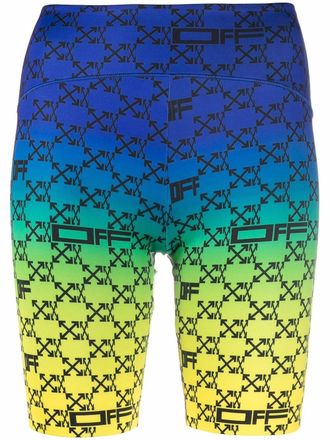 Off-white Arrows-print biker shorts - women - Polyamide/Polyester/Spandex/Elastane - S - Green