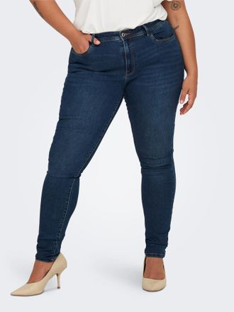 Only Carmakoma Skinny-fit-Jeans ONLY CARMAKOMA CARSALLY MID SKINNY DNM BJ581, Damen, Gr. 42, L&auml;nge 32, blau (dunkelblau denim), Denim/Jeans, Obermaterial: 64% Baumwo