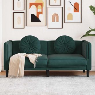 vidaXL Sof&aacute; Con Cojines 2 Plazas Terciopelo Verde Oscuro Vidaxl