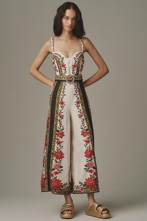 Farm Rio Wonder Rio Belted Linen Jumpsuit