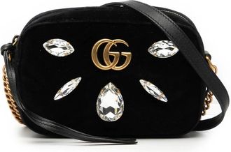 Gucci Pre-owned Cross Body Bags, female, Black, Size: ONE SIZE Pre-owned Embellished Velvet Crossbody Bag