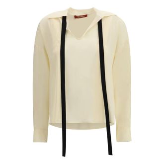Max Mara Blusa de Seda - Blouses & Shirts - Mujer - Beige - L